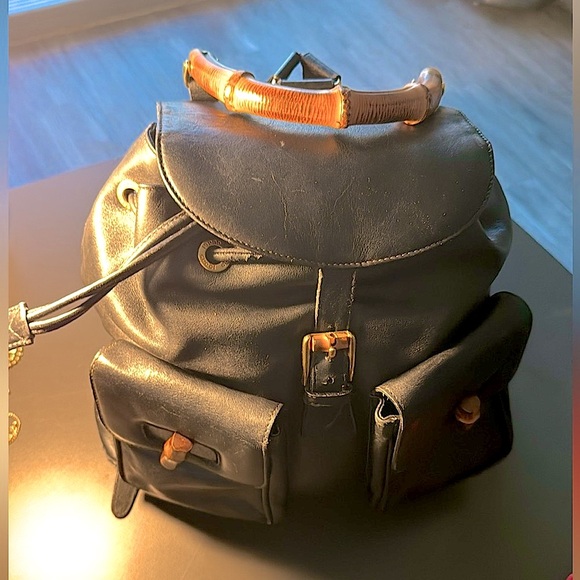 Gucci Handbags - Gucci Vintage  Leather Bamboo Backpack